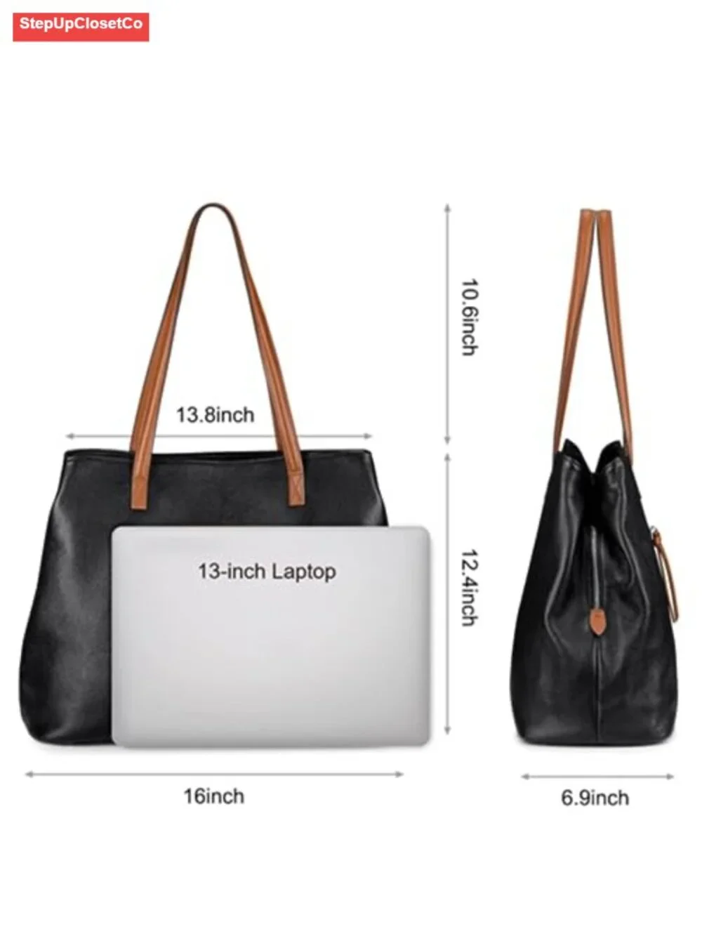 Genuine Leather Hobo Bag Large Capacity Shoulder Tote Fits 13 Inch Laptop